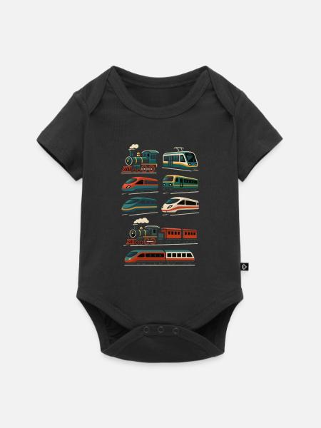 Züge Design – Retro trifft Highspeed - Baby Premium Kurzarmbody - Schwarz