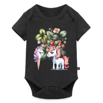 Fraise Licorne Enfants Filles Femmes Teen - Body à manches courtes Premium Bébé - noir - Devant