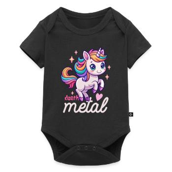 Einhorn Death Metal - Heavy Metal - Spruch - Baby Premium Kurzarmbody - Schwarz - Vorne