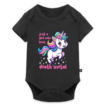 Einhorn - Just a girl who loves death metal - Baby Premium Kurzarmbody - Schwarz - Vorne