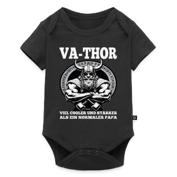 VA-THOR WIKINGER Vater Papa Viking Vatertag - Baby Premium Kurzarmbody - Schwarz - Vorne