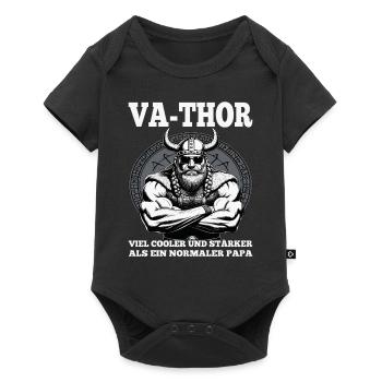 VA-THOR WIKINGER Vater Papa Viking Vatertag - Baby Premium Kurzarmbody - Schwarz - Vorne