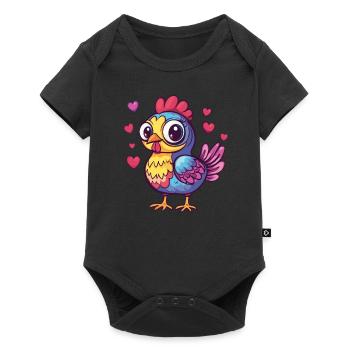 Poulet coloré avec des cœurs - Body à manches courtes Premium Bébé - noir - Devant