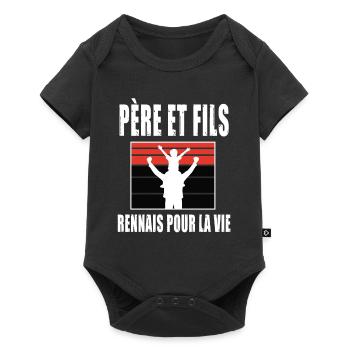 père et fils papa supporter rennais rennes - Body à manches courtes Premium Bébé - noir - Devant