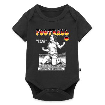 Deutscher Frauenfußball Shirt: Technik mit Herz - Baby Premium Kurzarmbody - Schwarz - Vorne