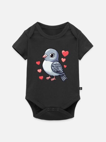 Taube voller Liebe - Baby Premium Kurzarmbody - Schwarz