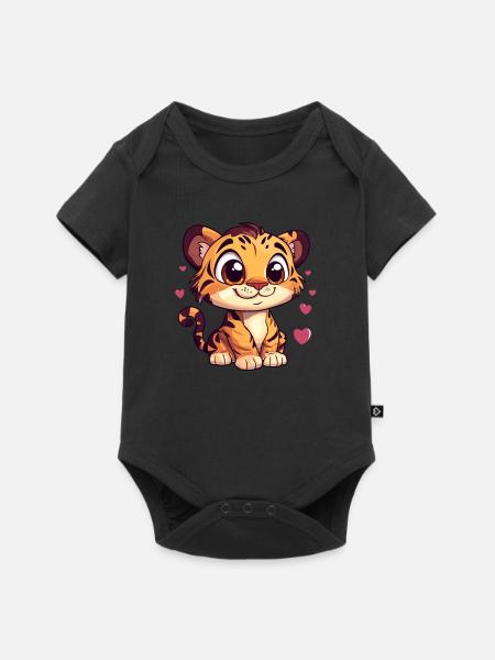 Tiger mit Herzchen - Baby Premium Kurzarmbody - Schwarz