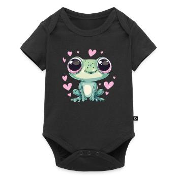 Grenouille avec des yeux de cœur - Body à manches courtes Premium Bébé - noir - Devant