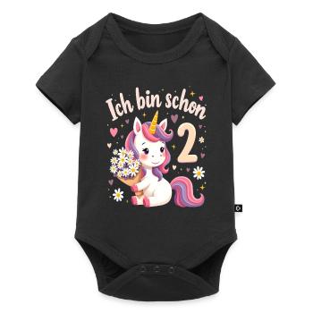 Licorne mignonne 2e anniversaire pour les filles - Body à manches courtes Premium Bébé - noir - Devant