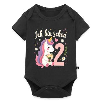 Licorne mignonne 2e anniversaire pour les filles - Body à manches courtes Premium Bébé - noir - Devant