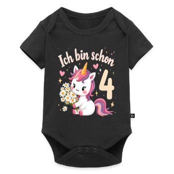 Licorne mignonne 4e anniversaire pour les filles - Body à manches courtes Premium Bébé - noir - Devant
