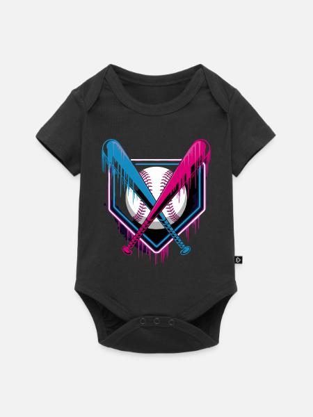 Baseball Leidenschaft Neon Stil - Baby Premium Kurzarmbody - Schwarz
