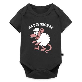 Rattenschaf - Wortspiel mit Ratte und Schaf - Baby Premium Kurzarmbody - Schwarz - Vorne