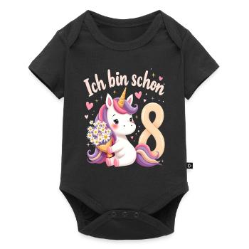 Cute Unicorn 8th Birthday for Girls - Baby Premium short-sleeve bodysuit - black - Front