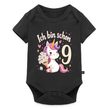 Licorne mignonne 9e anniversaire pour les filles - Body à manches courtes Premium Bébé - noir - Devant