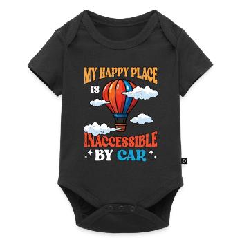 Hot Air Ballooning My Happy Place Balloon Aircraft - Baby Premium Kurzarmbody - Schwarz - Vorne