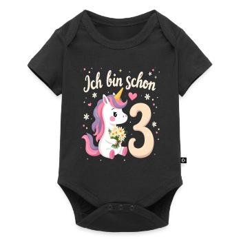 Licorne mignonne 3ème anniversaire pour les filles - Body à manches courtes Premium Bébé - noir - Devant