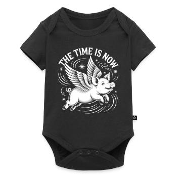 Flying Pig - Now is the time - Baby Premium short-sleeve bodysuit - black - Front
