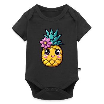 Pineapple with flower - Baby Premium short-sleeve bodysuit - black - Front