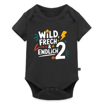 Wild, Frech & Endlich 2 Jahre 2. Geburtstag - Baby Premium Kurzarmbody - Schwarz - Vorne