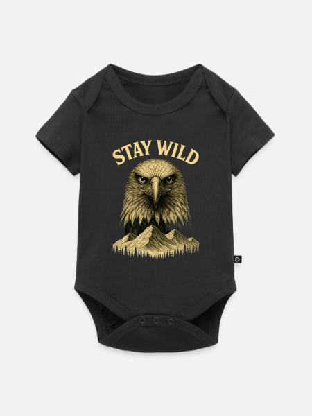 Blijf wild - majestueuze adelaar - Premium babyrompertje met korte mouwen  - zwart