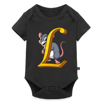 LETTRE L - Body à manches courtes Premium Bébé - noir - Devant