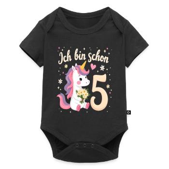 Licorne mignonne 5e anniversaire pour les filles - Body à manches courtes Premium Bébé - noir - Devant