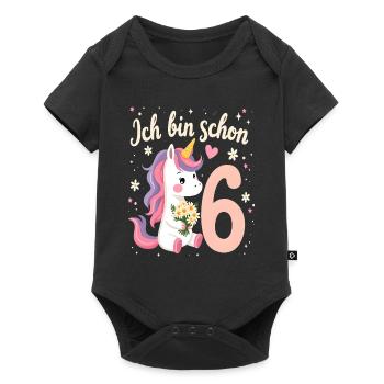 Licorne mignonne 6e anniversaire pour les filles - Body à manches courtes Premium Bébé - noir - Devant