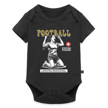 Swiss Fußballspielerin Shirt: Ballgefühl pur - Baby Premium Kurzarmbody - Schwarz - Vorne