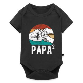 Papa von zwei Kindern - Team - Familie - Baby Premium Kurzarmbody - Schwarz - Vorne