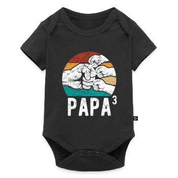 Papa von drei Kindern - Team - Familie - Baby Premium Kurzarmbody - Schwarz - Vorne