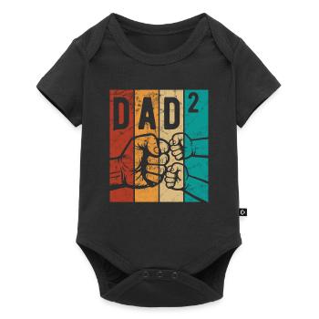 Dad 2 - Papa von zwei Kindern - Team - Familie - Baby Premium Kurzarmbody - Schwarz - Vorne