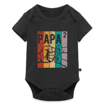 Papa von zwei Kindern - Team - Familie - Baby Premium Kurzarmbody - Schwarz - Vorne