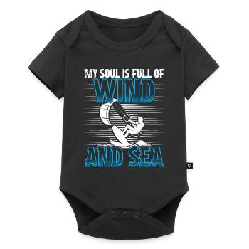 Kitesurf Kiteboarding Mon âme est pleine de vent - Body à manches courtes Premium Bébé - noir - Devant