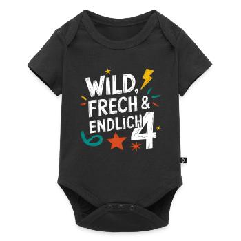 Wild, Cheeky & Finally 4 Years 4th Birthday - Baby Premium short-sleeve bodysuit - black - Front