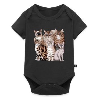 Illustration de différentes races de chats - Body à manches courtes Premium Bébé - noir - Devant