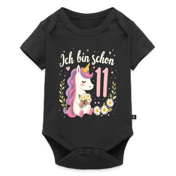 Licorne mignonne 11e anniversaire pour les filles - Body à manches courtes Premium Bébé - noir - Devant