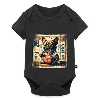Ramen French Bulldog Dog Grunge Poster St - Baby Premium short-sleeve bodysuit - black - Front