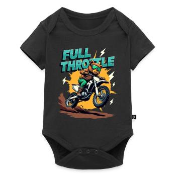 Full Throttle Bear Motocross Motorcycle - Baby Premium short-sleeve bodysuit - black - Front