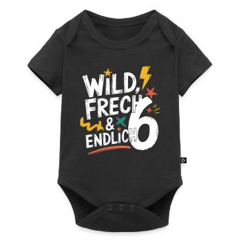 Wild, Frech & Endlich 6 Jahre 6. Geburtstag - Baby Premium Kurzarmbody - Schwarz - Vorne