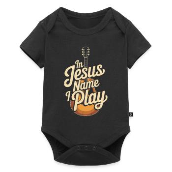 Au nom de Jésus, je joue de la guitare - Body à manches courtes Premium Bébé - noir - Devant