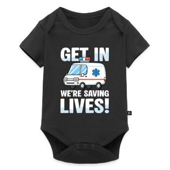 Entrez dans le motif de l’ambulance We Save Lives - Body à manches courtes Premium Bébé - noir - Devant