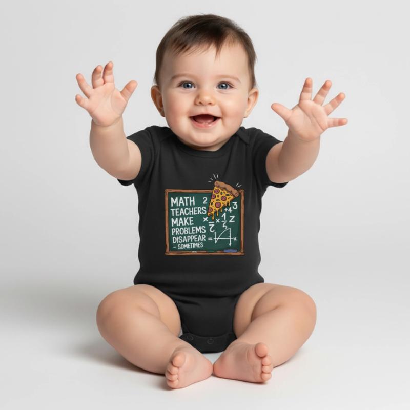 Funny Math Teacher Design Pizza & Problem Solving Baby Premium short-sleeve bodysuit