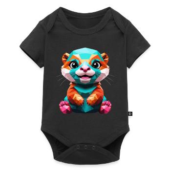 Bunter Fischotter im Polygon - Baby Premium Kurzarmbody - Schwarz - Vorne