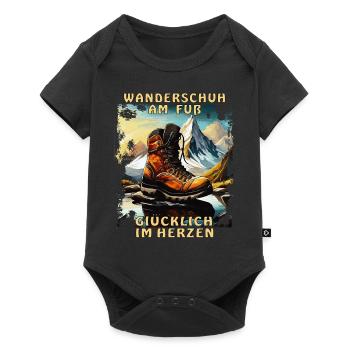 CHAUSSURE DE RANDONNÉE SUR LE PIED HEUREUX DANS LE CŒUR - Body à manches courtes Premium Bébé - noir - Devant
