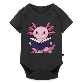 mignon axolotl lecture livre lecteur dessin animé kawaii - Body à manches courtes Premium Bébé - noir - Devant