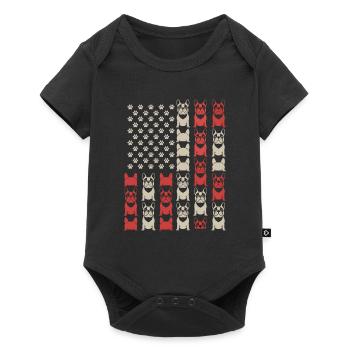 French Bulldogs Flag Dog Paws Pattern - Baby Premium short-sleeve bodysuit - black - Front