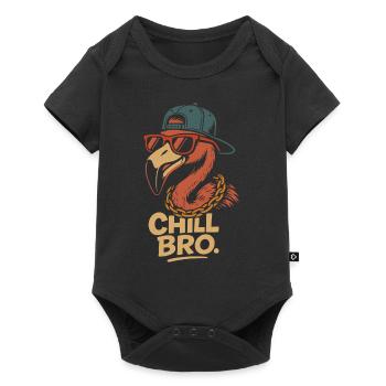 Chill Bro Flamingo relax relax - Baby Premium short-sleeve bodysuit - black - Front