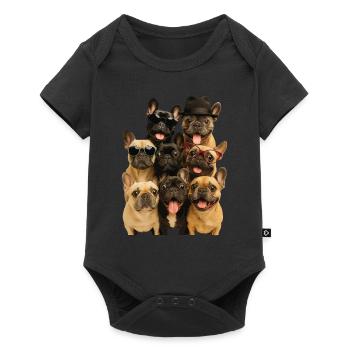 Französische Bulldogge - Baby Premium Kurzarmbody - Schwarz - Vorne