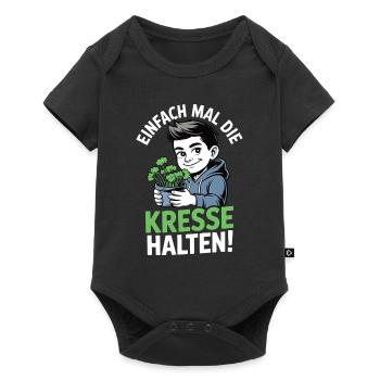 Einfach mal die Kresse halten – Wortspiel - Baby Premium Kurzarmbody - Schwarz - Vorne